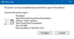 Tidak bisa copy file file in use